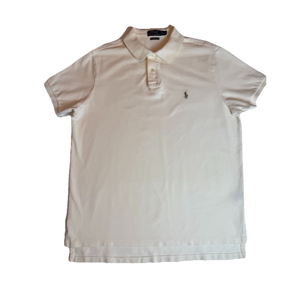 Polo Ralph Lauren-Custom Fit, Cream/Brown Pony, Casual, Preppy, Polo, Shirt. XL - Picture 5 of 9